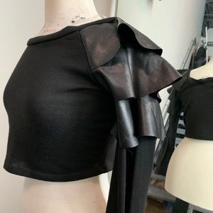 Unique leather shoulder top